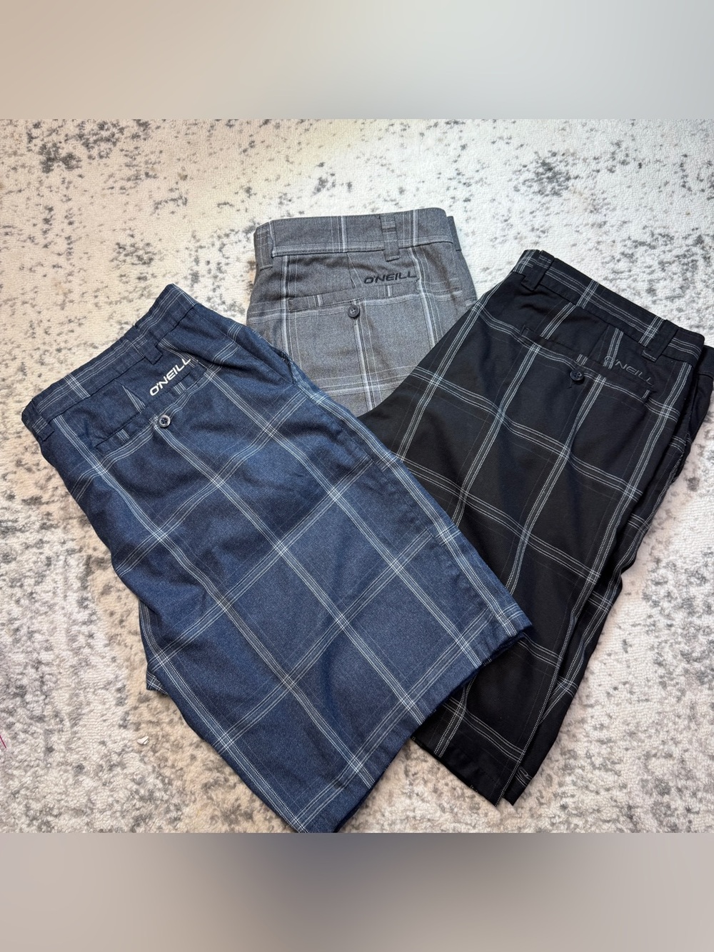 O’Neill Mens Shorts Lot Size 40 Plaid Casual Golf Surf 3 Pair Bundle